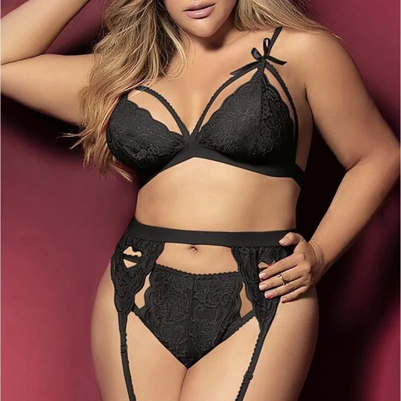 Sexy Lingerie Porno Women Plus Size Underwear Erotic Sleepwear Bra Set Lace Lenceria Sexi Female Baby Doll Nightwear Exotic